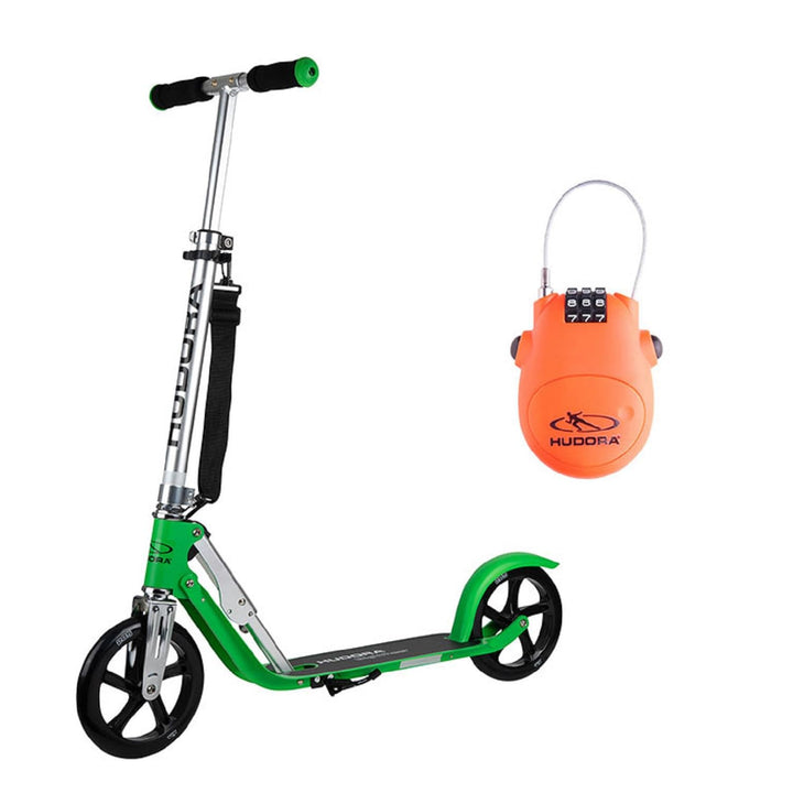 HUDORA BigWheel 205 Scooter inkl. Kabelschloss - Klappbar & Höhenverstellbar - Mit Tragegurt - Tretr