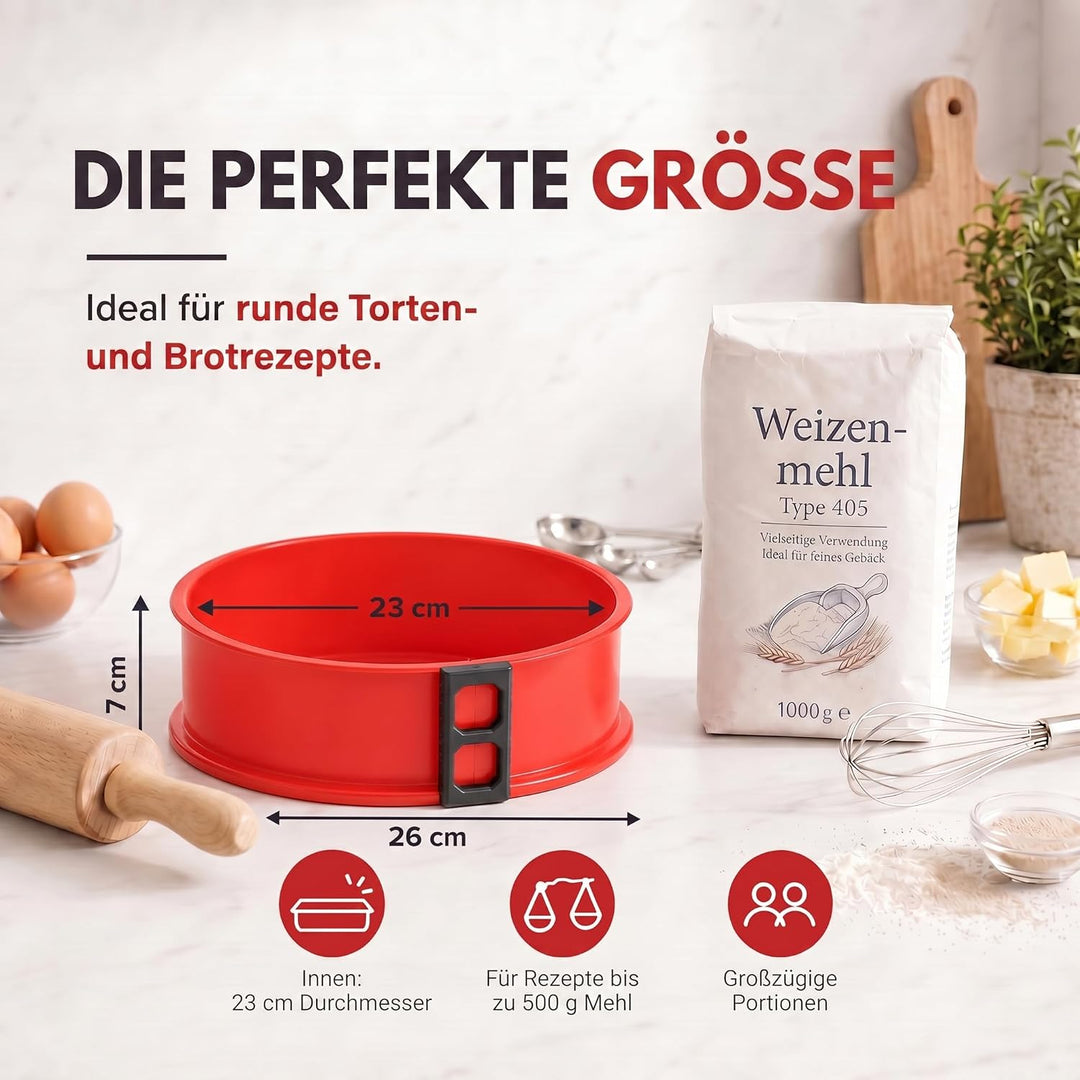 GOODS+GADGETS Silikon Springform Antihaftbeschichtete Kuchen Backform (Silikonform mit Glasboden), R