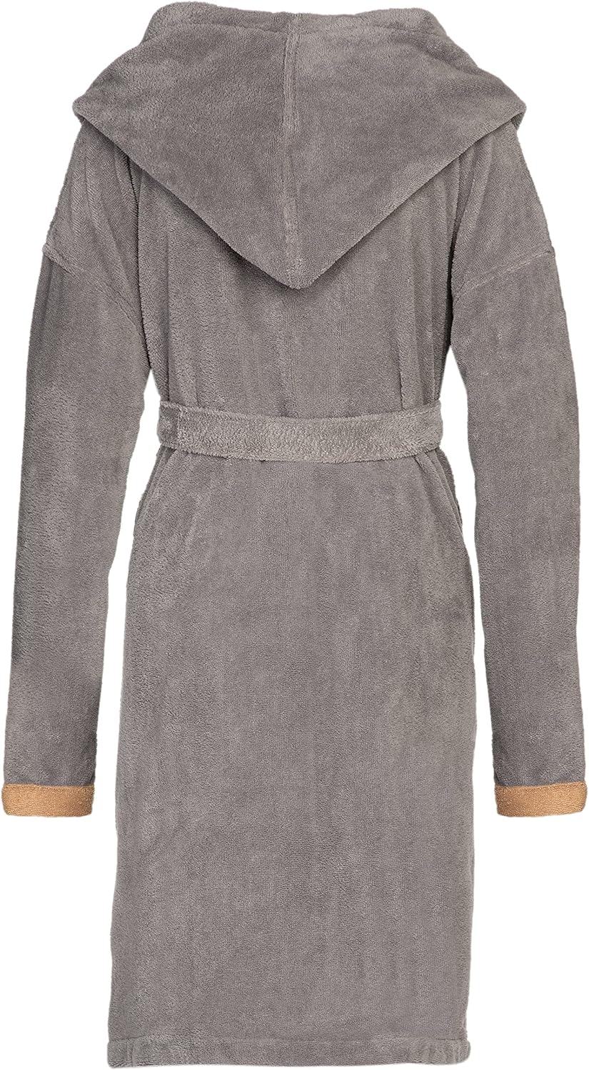 Vossen Damen Bademantel Palermo, Einfarbig, XS sterling/camel - 0003
