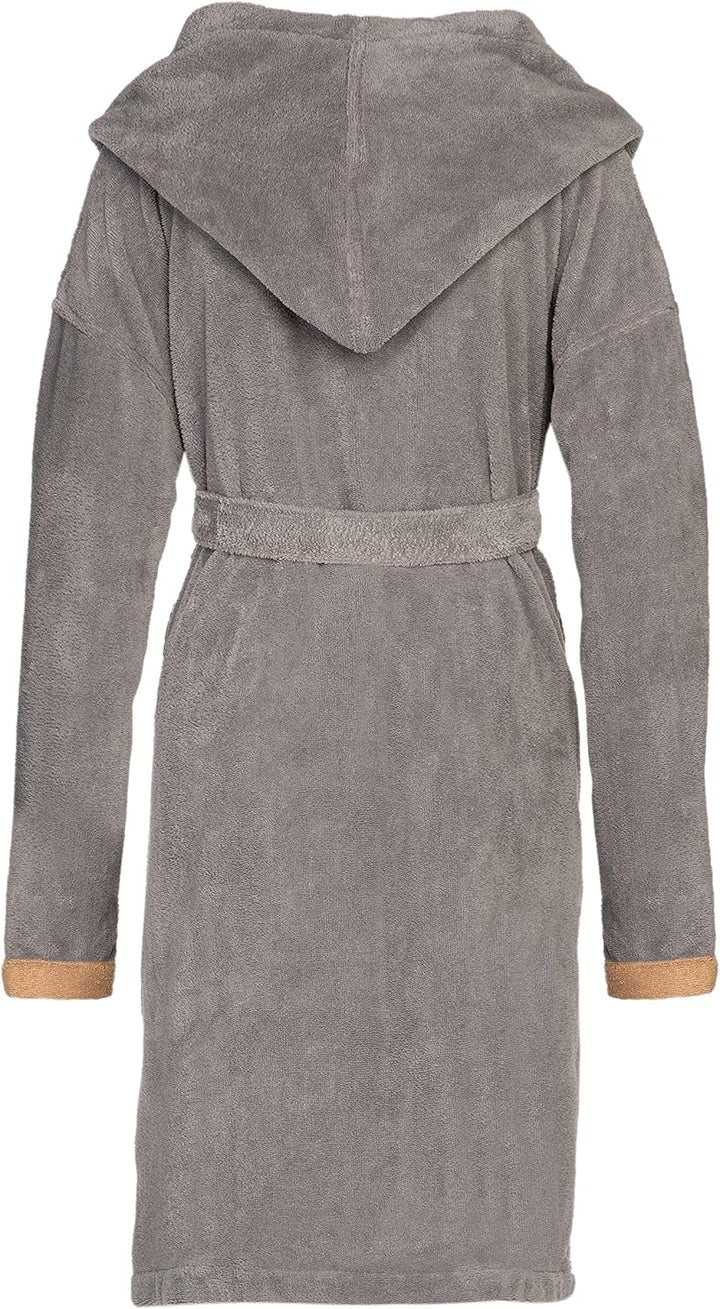 Vossen Damen Bademantel Palermo, Einfarbig, XS sterling/camel - 0003