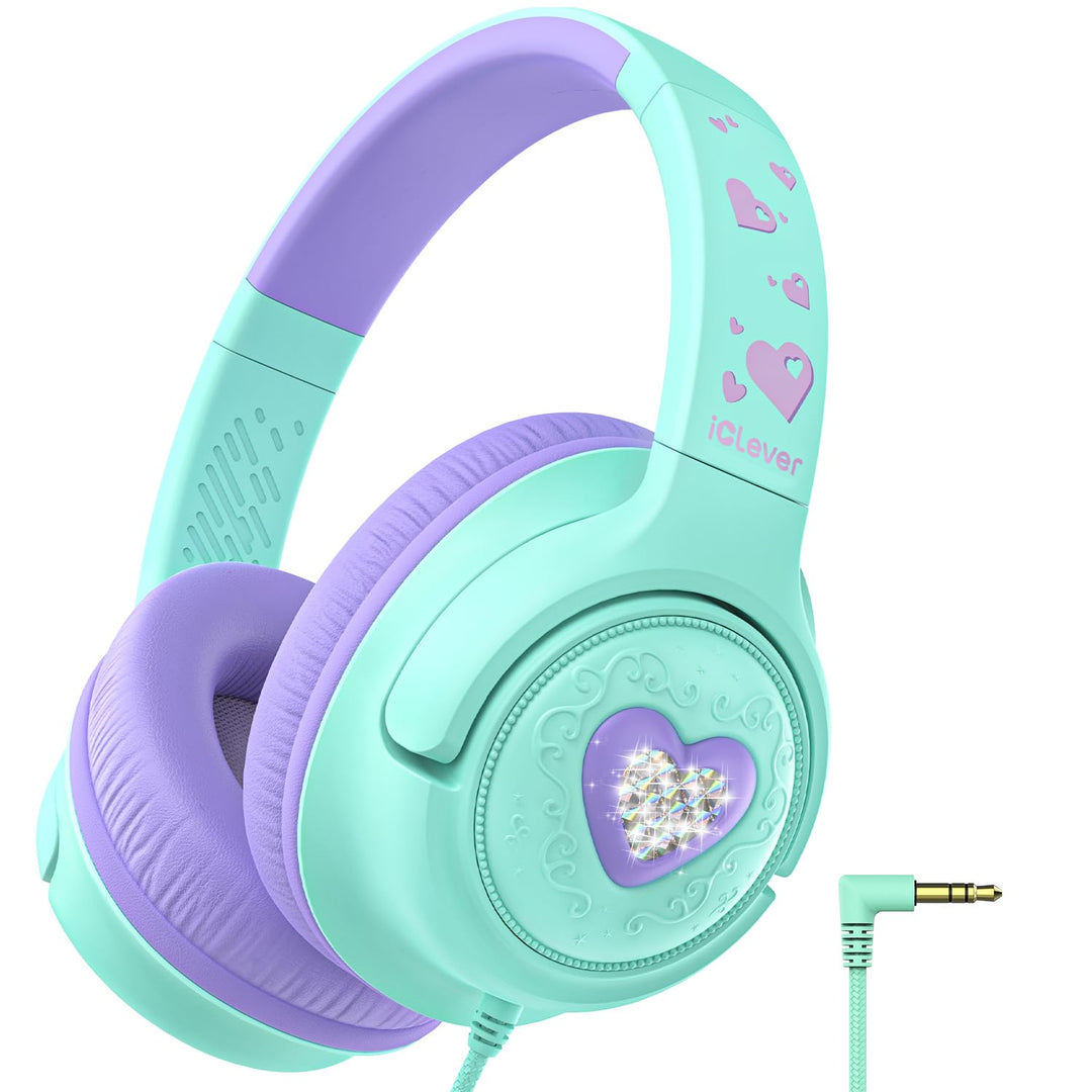 iClever kopfhörer Kinder,85 dBA Sicherer Klang,Faltbarer Over-Ear 3.5 mm kopfhörer Kinder mit Kabel,