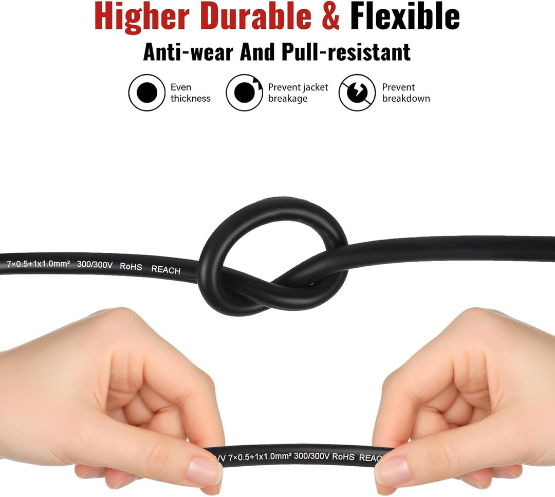 BEIJISTAR 10M Fahrzeugleitung 7x0,5+1x1.0mm² Rundkabel, 12V 24V 8 Adriges Anhängerkabel, 8 Adriges E