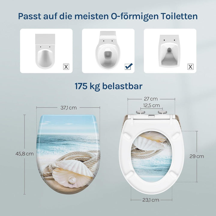 WOLTU Toilettendeckel mit Absenkautomatik Klodeckel WC Sitz Softclose Klobrille mit Quick Release Fu