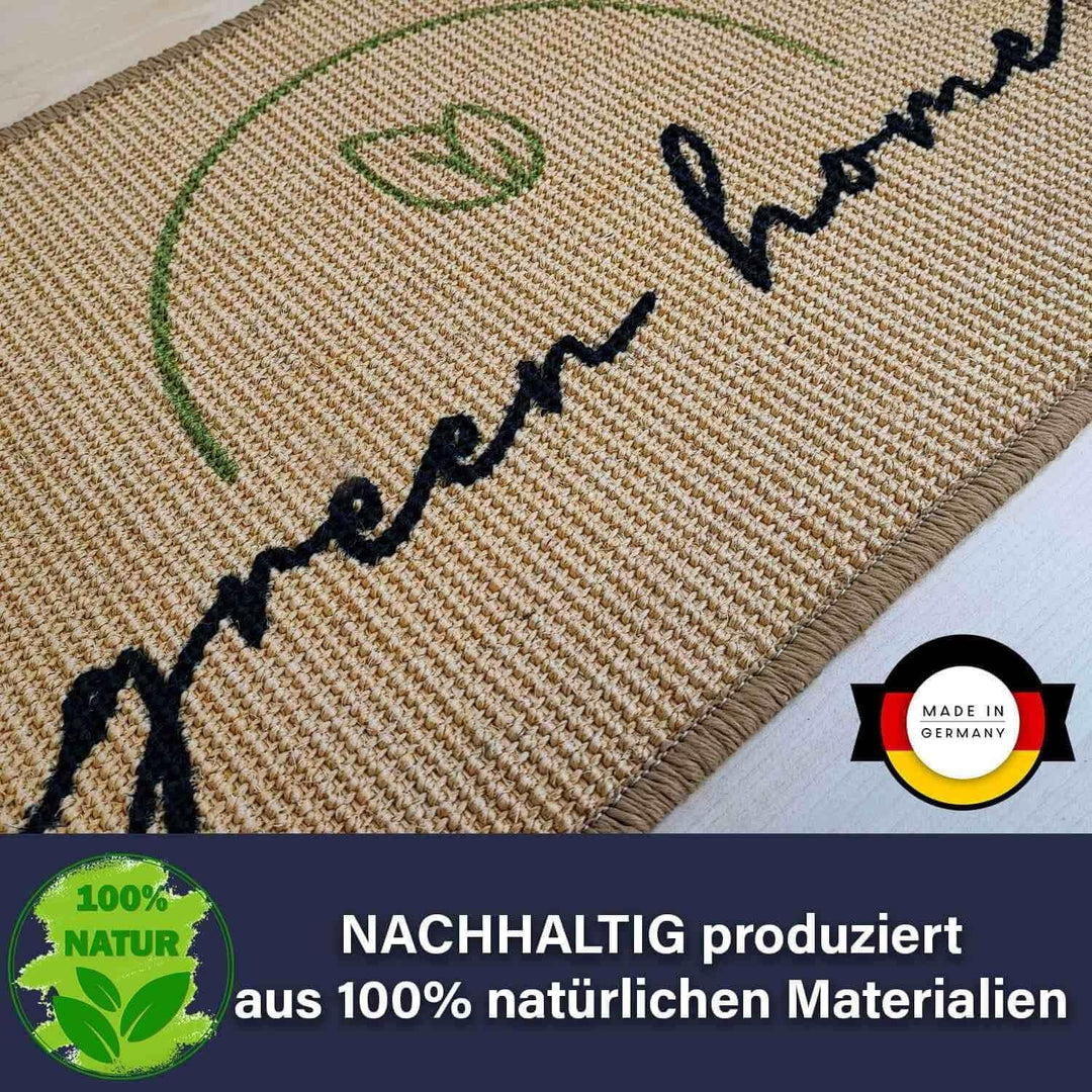 WohnDirect Eco-Sisal Fussmatte 40x60 - Fussmatte 100% Sisal - rutschfeste Türmatte Sweet Home - Krat