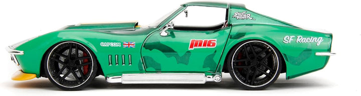 Jada Toys Street Fighter Figur Cammy White mit Modellauto 1969er Chevrolet Corvette Stingray ZL1 - S