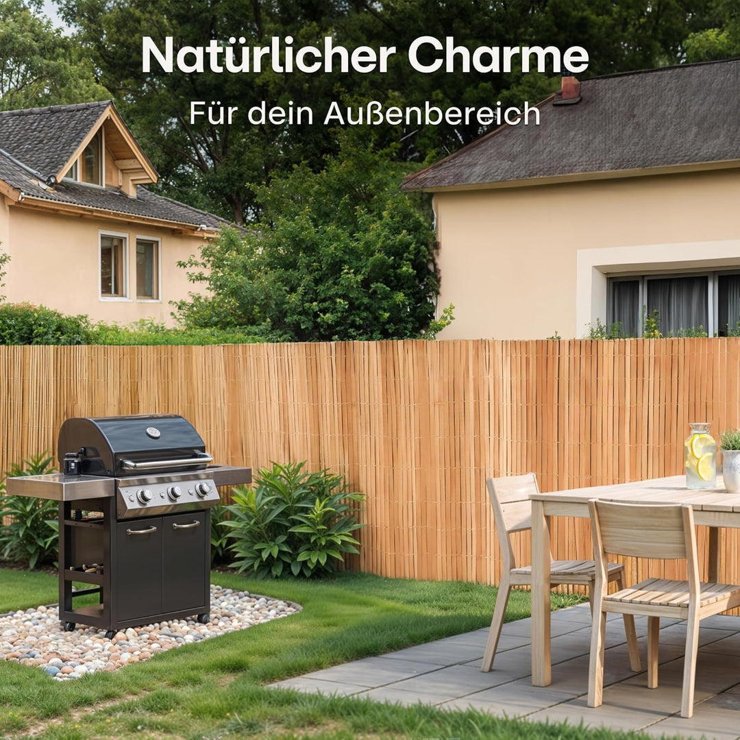 Praknu Balkon Sichtschutz Holz 90 x 300cm - FSC® Zertifizierter Bambus - Einsetzbar Im Innen Und Aus