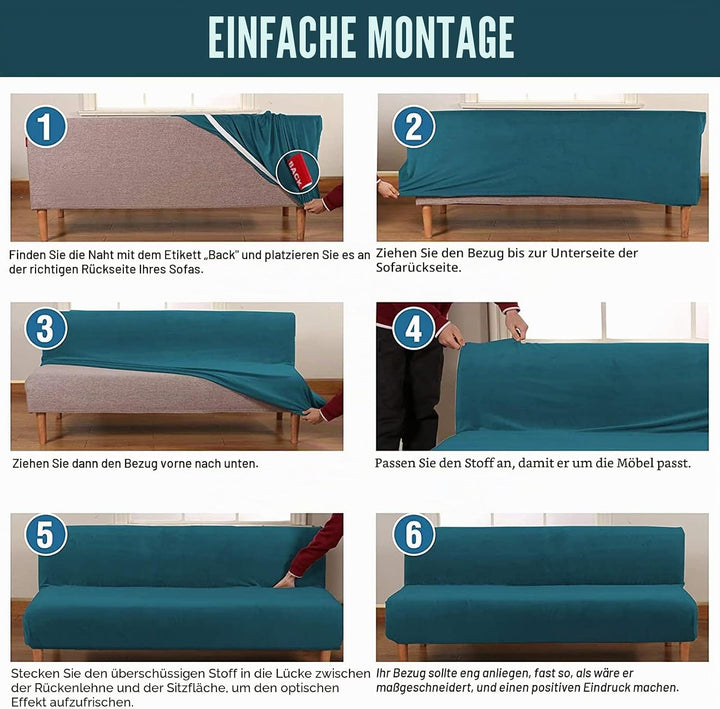 Mingfuxin Armlose Schlafsofabezüge, Stretch-Samt Futon Couchbezug Dicke weiche gemütliche Sofa Schon