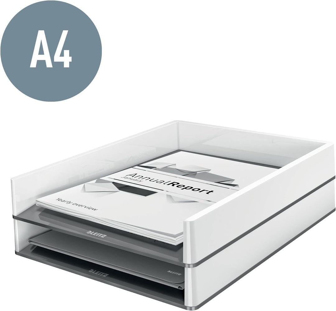 Leitz Briefkorb A4, Zweifarbiges Design, Weiss/Gelb, Duo Colour, WOW, 53611016 Weiss / Gelb 33.6 x 2