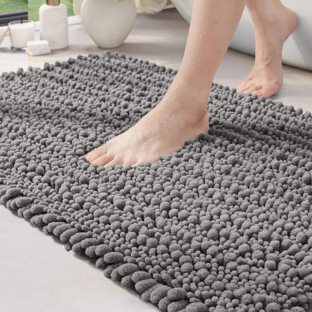 DEXI Badezimmerteppich 60 x 110 cm,Chenille Badematte rutschfest,weicher Badvorleger Maschinenwaschb