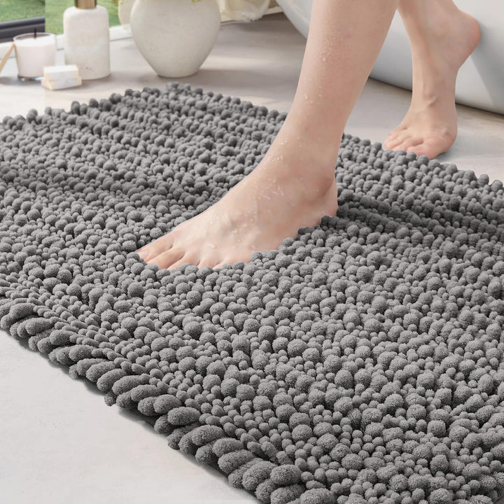 DEXI Badezimmerteppich 60 x 110 cm,Chenille Badematte rutschfest,weicher Badvorleger Maschinenwaschb