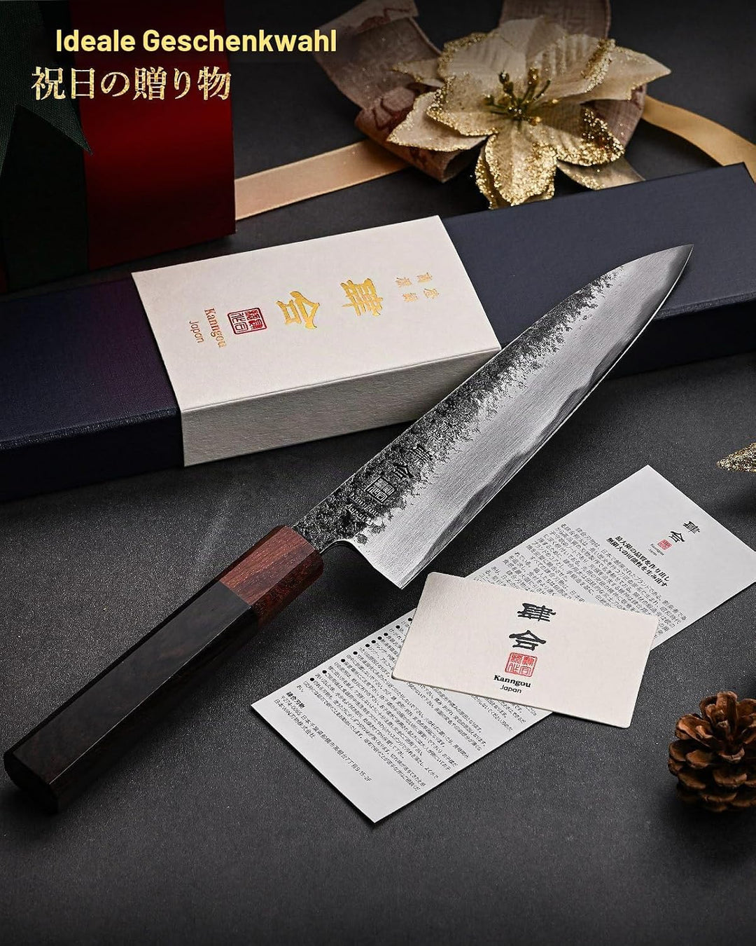 kanngou Japanisches Messer AUS-8 Stahl, 21 cm Gyuto Kochmesser