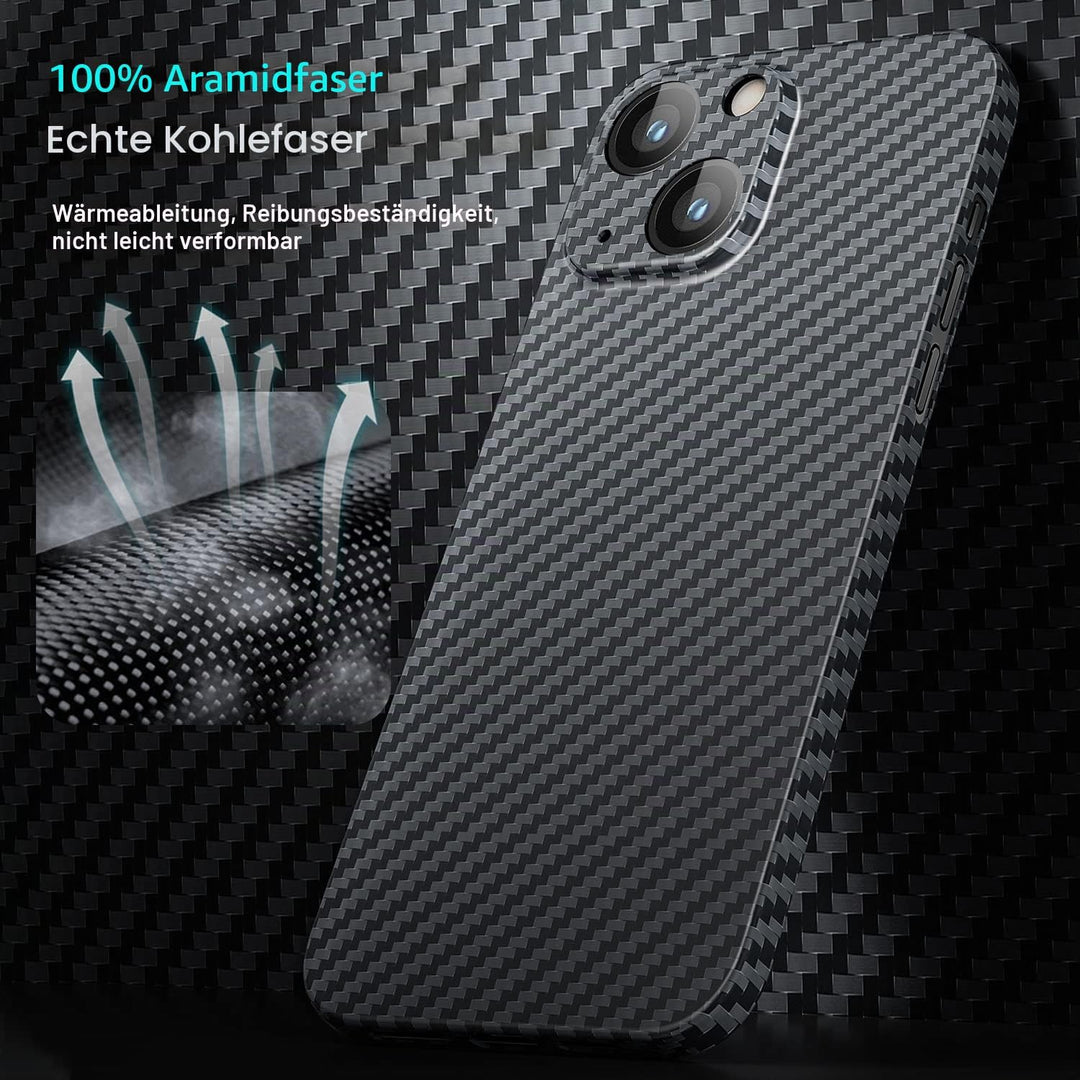 memumi Carbon Hülle für iPhone 13, 100% Aramidfaser Hülle, 0.5 mm Super dünne, Hülle aus echter Aram
