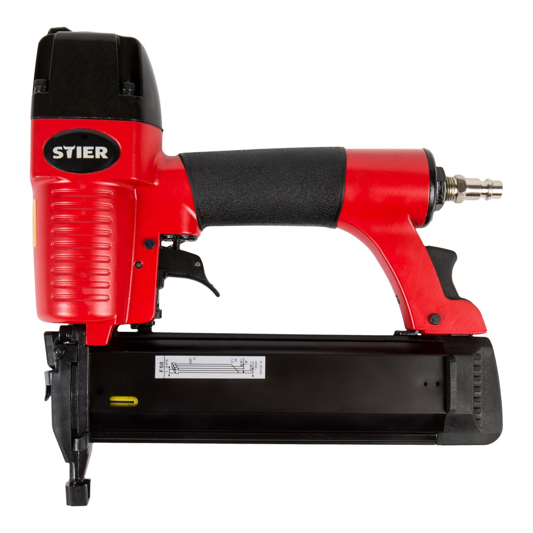 STIER Druckluftnagler SKN-15/50, für Stauchkopfnägel 15-50 mm, inkl. Handwerker-Koffer, zur Verarbei