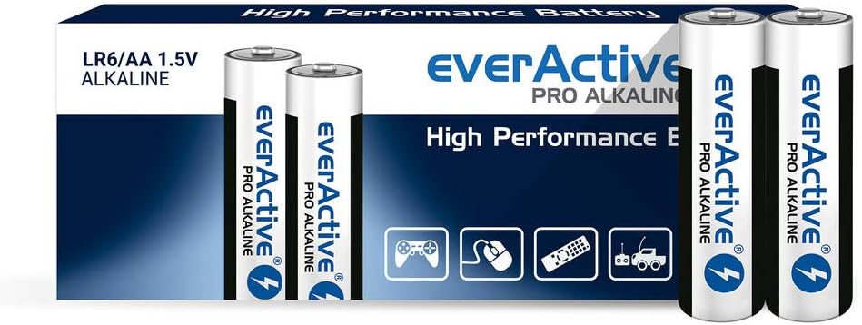 everActive AA Batterien, Pro Alkaline, Mignon LR6 R6 1.5V 10 Jahre Haltbarkeitsdatum - 200 Stück Pac