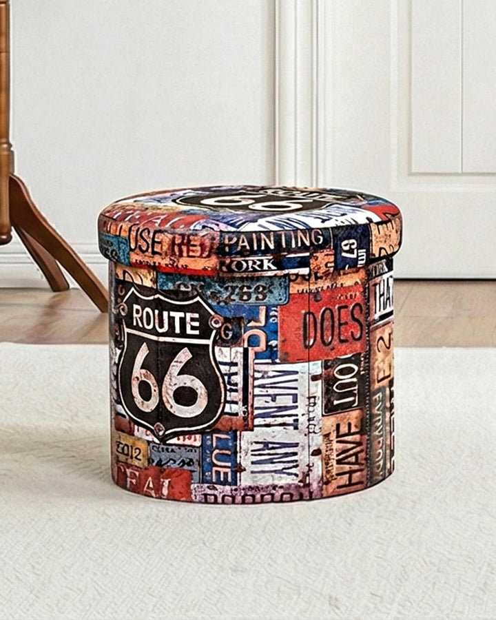Bonlife Sitzhocker mit Stauraum Aufbewahrungsbox mit Deckel Fusshocker Runde Sofa Hocker Kiste Fuer