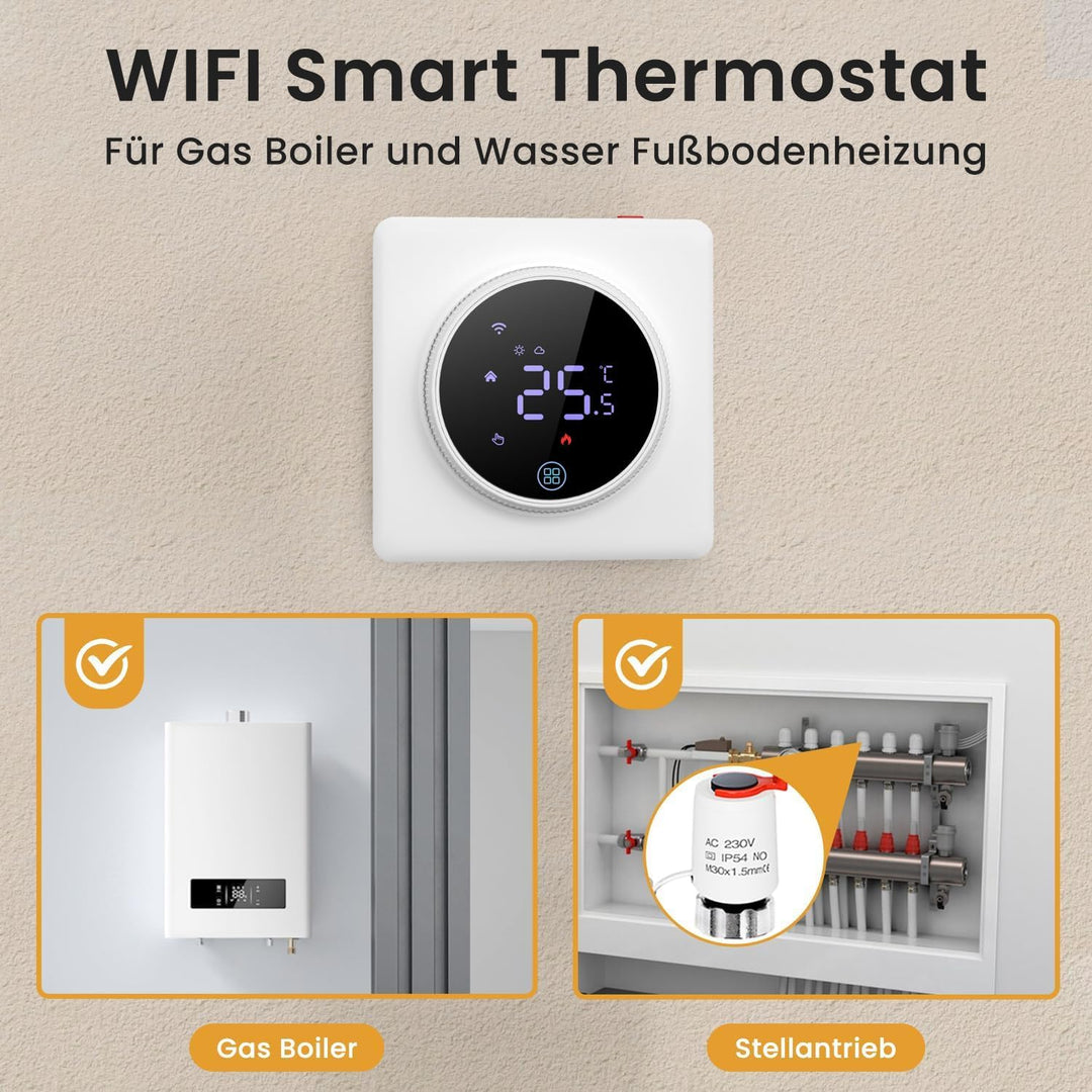 AVATTO Thermostat Für Wasser Fussbodenheizung und Gasboiler，Smart WiFi Thermostat Programmierbar Rau