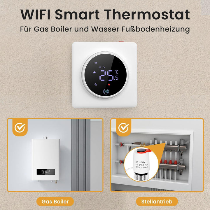 AVATTO Thermostat Für Wasser Fussbodenheizung und Gasboiler，Smart WiFi Thermostat Programmierbar Rau