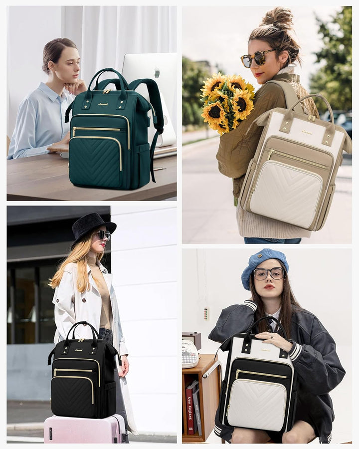 LOVEVOOK Rucksack Damen Gross, 17,3 Zoll Laptop Schulrucksack Mädchen Wasserdicht, Elegant Reiseruck