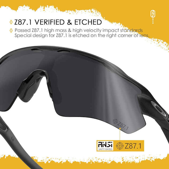 AOZAN ANSI Z87.1 Ersatzgläser kompatibel mit Oakley Batwolf OO9101 Sonnenbrille Onyx Schwarz – Polar