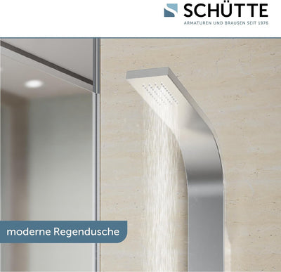 SCHÜTTE Sansibar 60085 Edelstahl Duschpaneel ohne Armatur, Duschsystem mit Regendusche, Wandhalterun