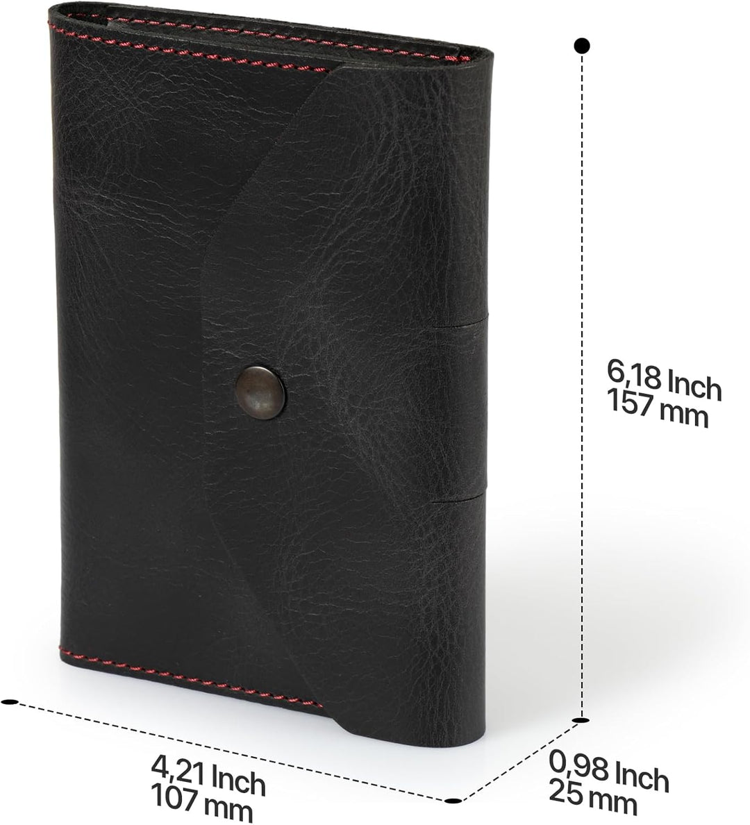 Londo Echtleder Schreibmappe Konferenzmappe mit Notizblock Notizblock und Schloss Schwarz S, Schwarz