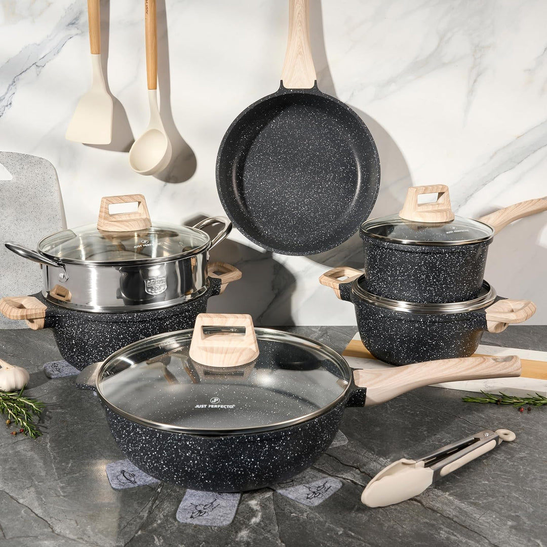 JUST PERFECTO Topf und Pfannenset Induktion - Pfannenset mit deckel - Induktions Töpfe Set - Töpfe u