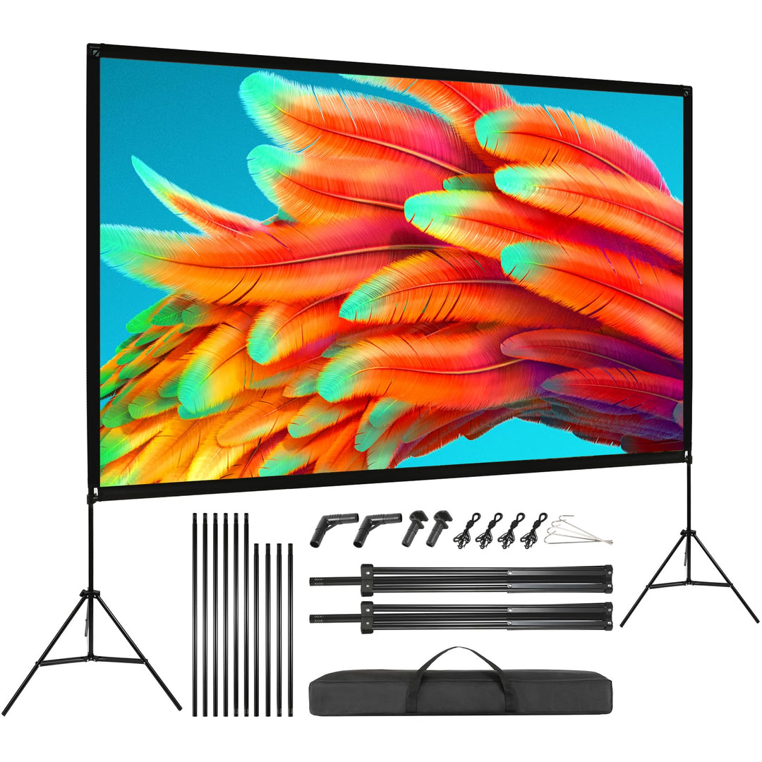 VISULAPEX 100" Leinwand Beamer HD 4K Stativleinwand, 160 Grad Betrachtungswinkel Beamer Leinwand mit