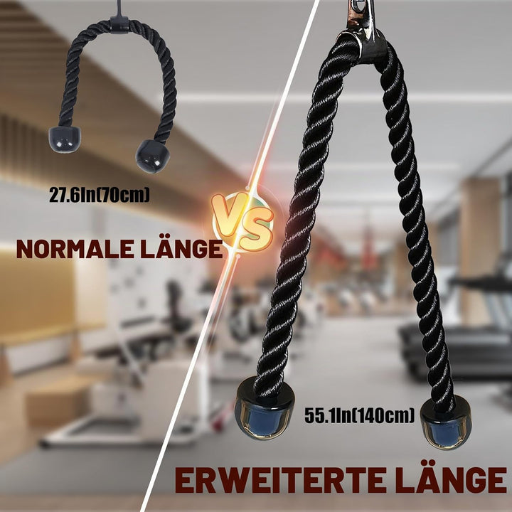 KORIKAHM langes Triceps Seil, Seil Pull Down Befestigung 120/140/160cm, Tricep Pull Down Seil für Ho
