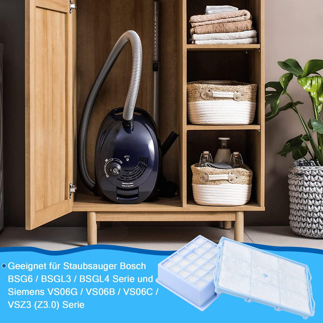 Leadaybetter Ersetzt 2 HEPA Filter + 2 Motorschutzfilter für Siemens Staubsauger VSZ 3.Serie Z 3.0 S