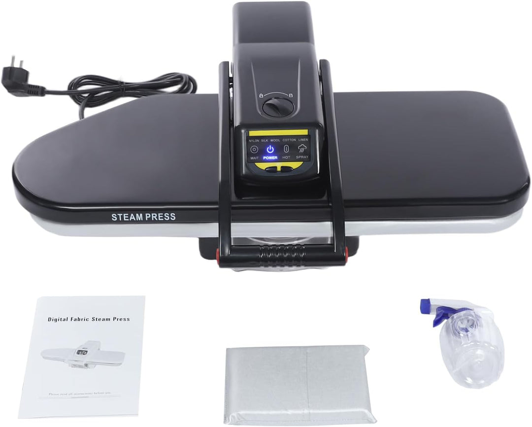 Bügelmaschine 1600W Dampfbügelpresse mit 5 Bügelprogrammen(Nylon, Seide, Wolle, Baumwolle, Leinen),