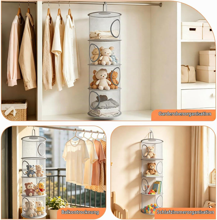 3pcs Faltbare Hängeaufbewahrung Organizer 4 Stufe Hängende Netz Aufbewahrung Kuscheltier Hängender S