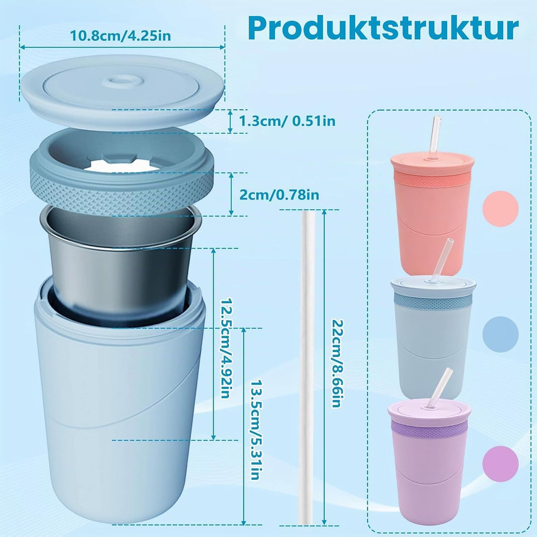 Eiswürfelflasche mit Edelstahlbecher &amp; Deckel,Blau Wiederverwendbar | Doppelwandige Isolierung, 2-in