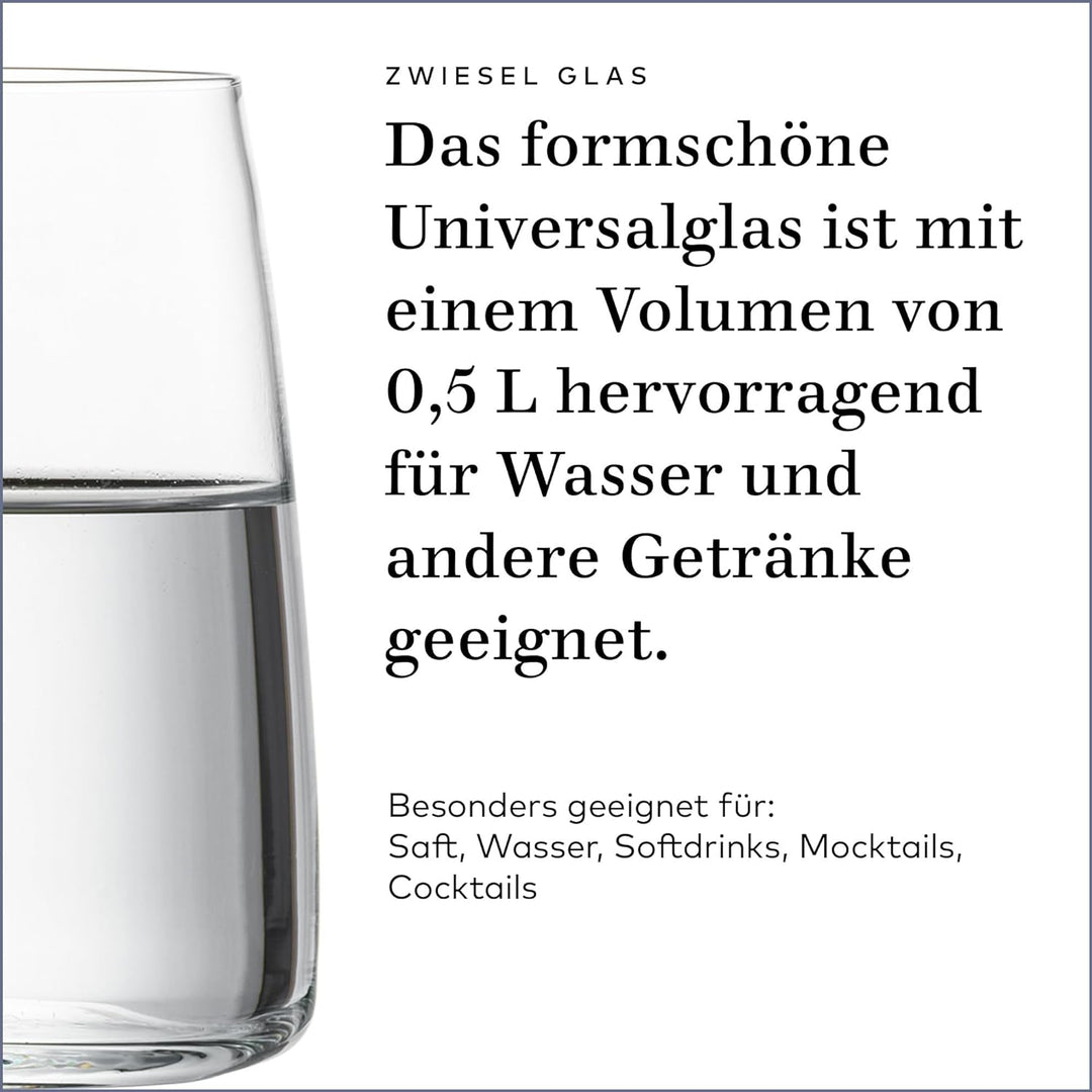 Zwiesel Glas Universalbecher Vivid Senses (4-er Set), vielseitig einsetzbare Trinkgläser, spülmaschi