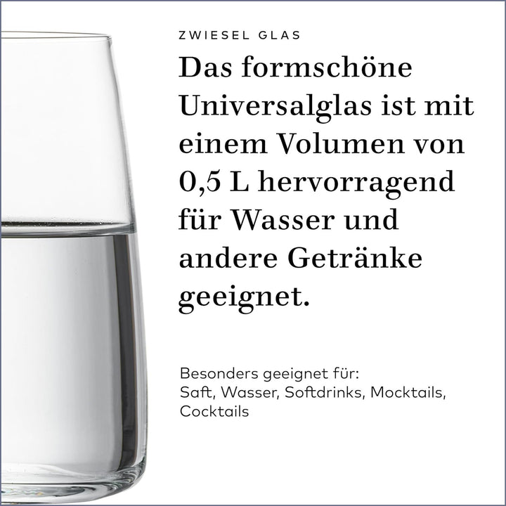 Zwiesel Glas Universalbecher Vivid Senses (4-er Set), vielseitig einsetzbare Trinkgläser, spülmaschi