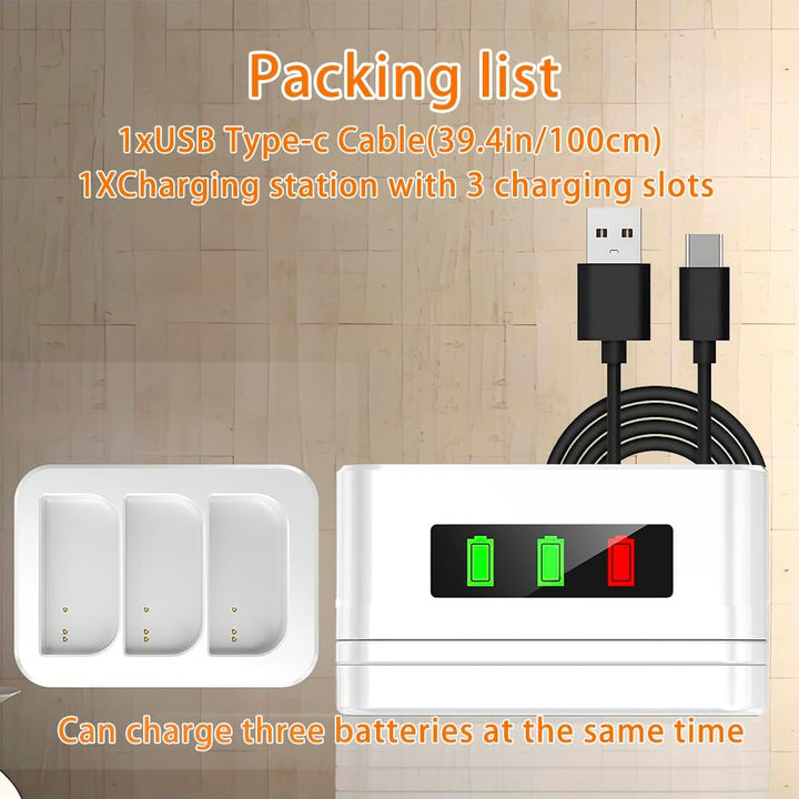 Upgraded, 2Pack 3.65V 6040mAh Ersatzbatterie mit Ladestation, LED Digitalanzeige, für Ring Türklinge