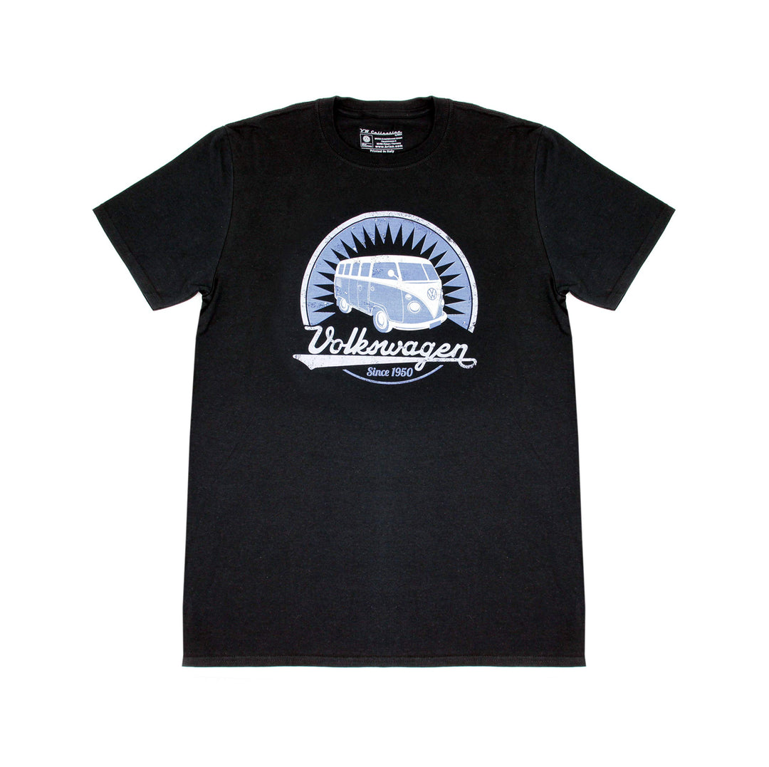 BRISA VW Collection - Volkswagen T-Shirt Unisex-Kurzarm &amp; Rundkragen mit T1 Bulli Bus Motiv aus Baum