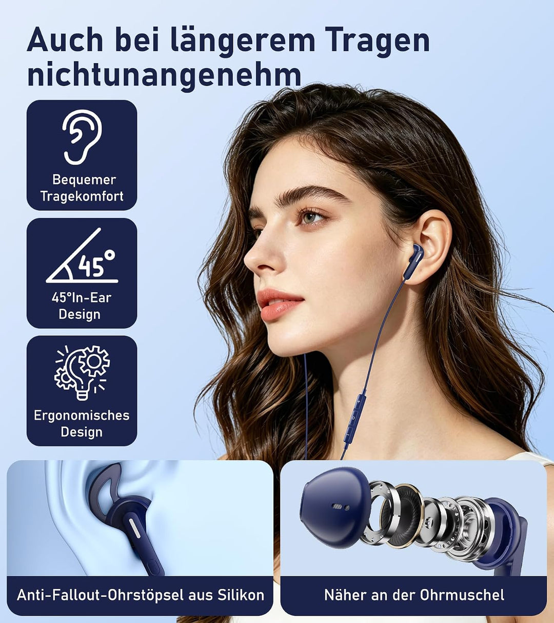 Kopfhörer mit Kabel USB C HiFi Kopfhörer USB C Kabelkopfhörer für iPhone 17 | USBC Kopfhörer mit Mik