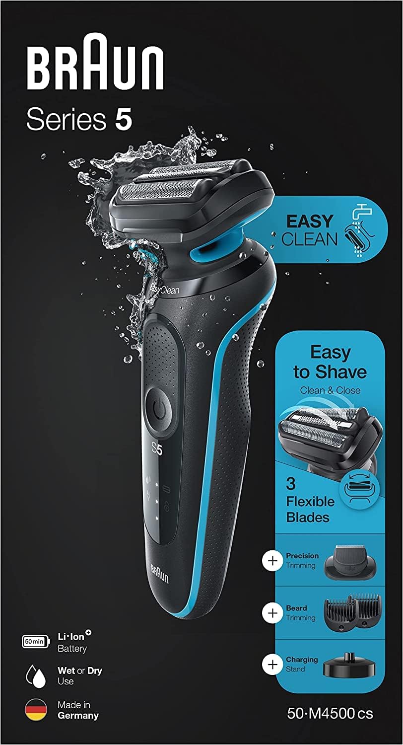 Braun Series 5cs Rasierer Herren, Elektrorasierer mit 3 flexiblen Klingen, Barttrimmer, Ladestand, 5