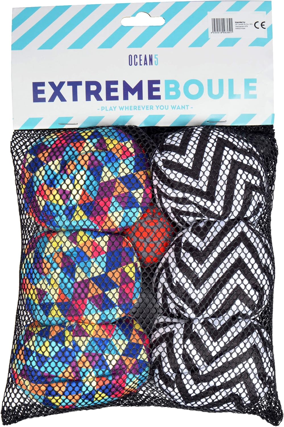 Ocean 5 Extrem Boule - Soft-Boule Set, Street-Boccia, Cross Country Petanque mit Tasche Immer überal