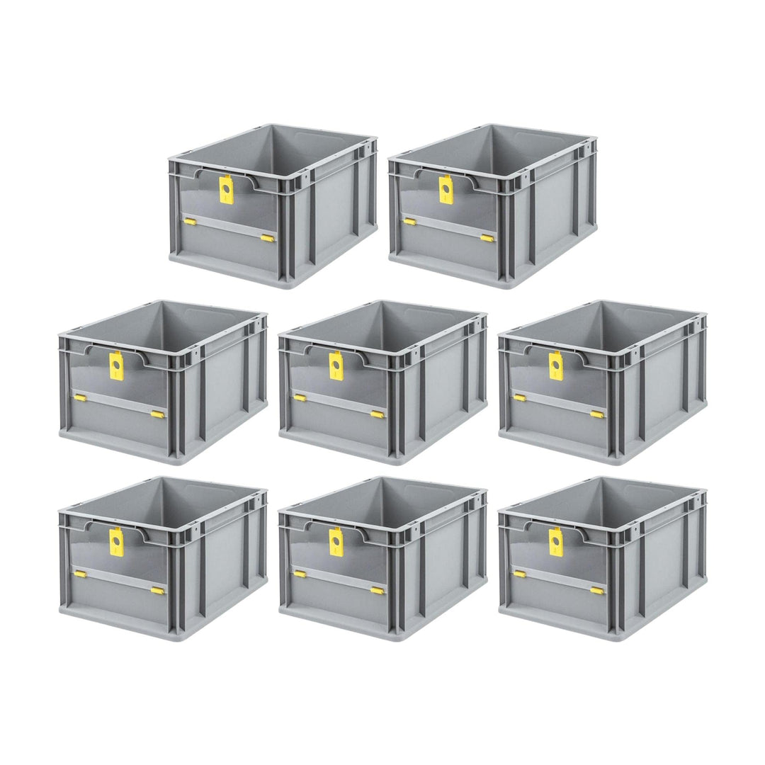 SuperSparSet 8x Eurobox NextGen Insight Cover | HxBxT 22x30x40 | 20 Liter | Niedrig/Gelb | Eurobehäl