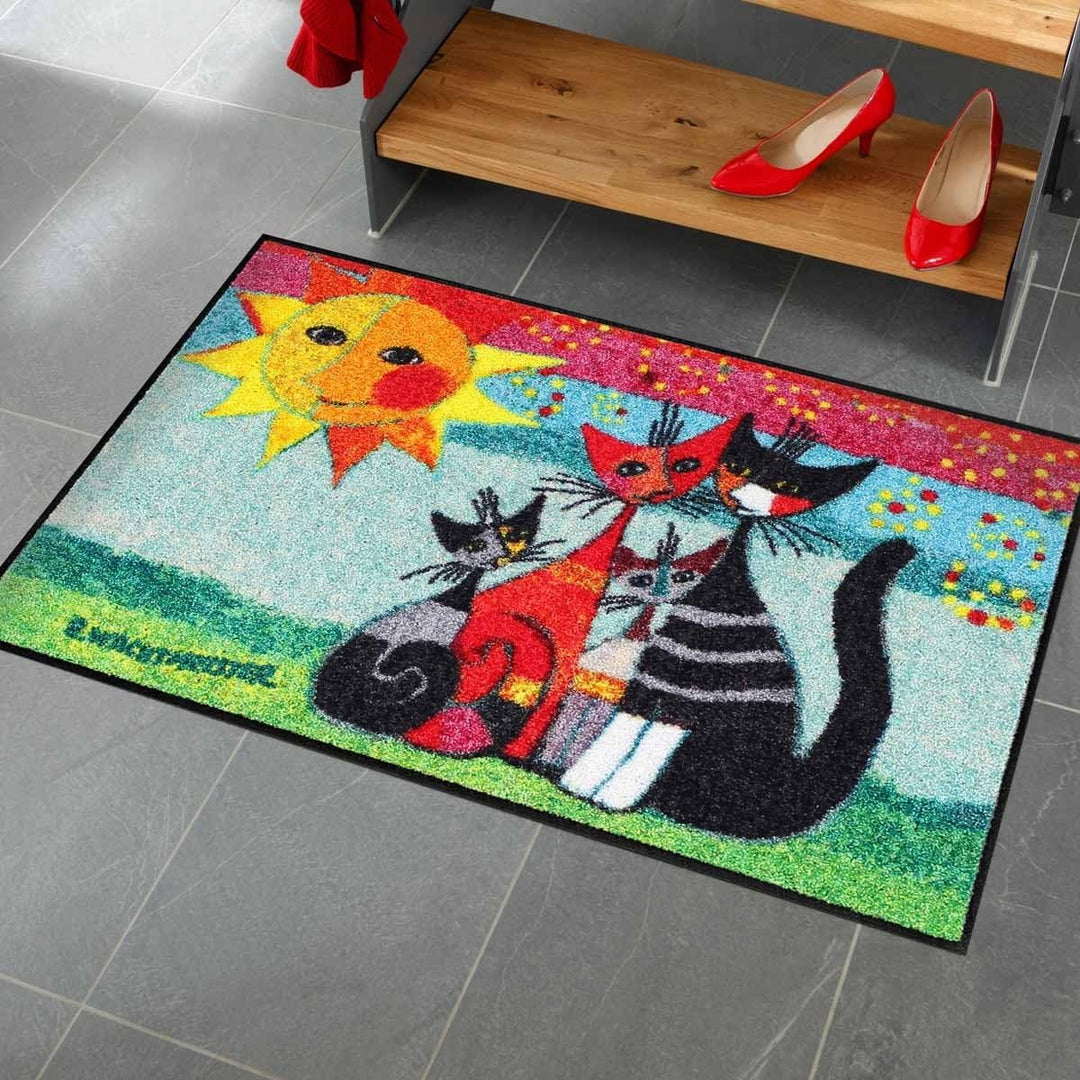 Salonloewe Rosina Wachtmeister Fussmatte waschbar Momenti 50x75 cm Eingangs-Matte Katzen bunt rutsch