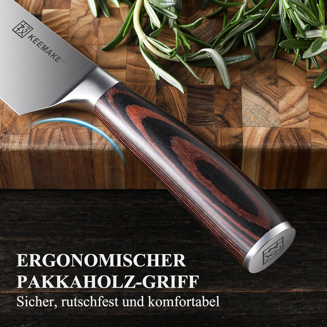 KEEMAKE Kochmesser, 20 cm Küchenmesser Messer Allzweckmesser aus hochwertigem Edelstahl, Extra Schar