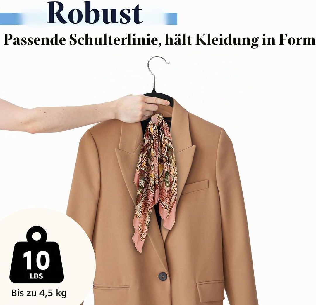 HOUSE DAY Kleiderbügel Samt 180 stück,Kleiderbügel Platzsparend Rutschfester mit Krawattenhalter,361