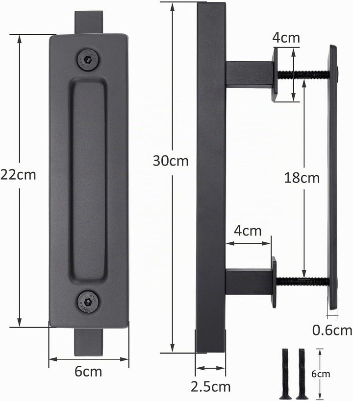 Lpraer 30CM Schiebetüren Griff Schwarze Scheunentorgriff Schiebetür zieht-Griff Schiebe Türgriff Küc