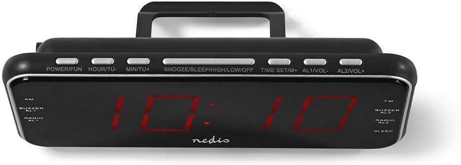 NEDIS Digital-Wecker-Radio - LED-Anzeige - 1x 3,5 mm Audio-Eingang - Zeitprojektion - AM/FM - Snooze