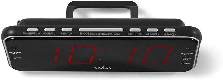 NEDIS Digital-Wecker-Radio - LED-Anzeige - 1x 3,5 mm Audio-Eingang - Zeitprojektion - AM/FM - Snooze
