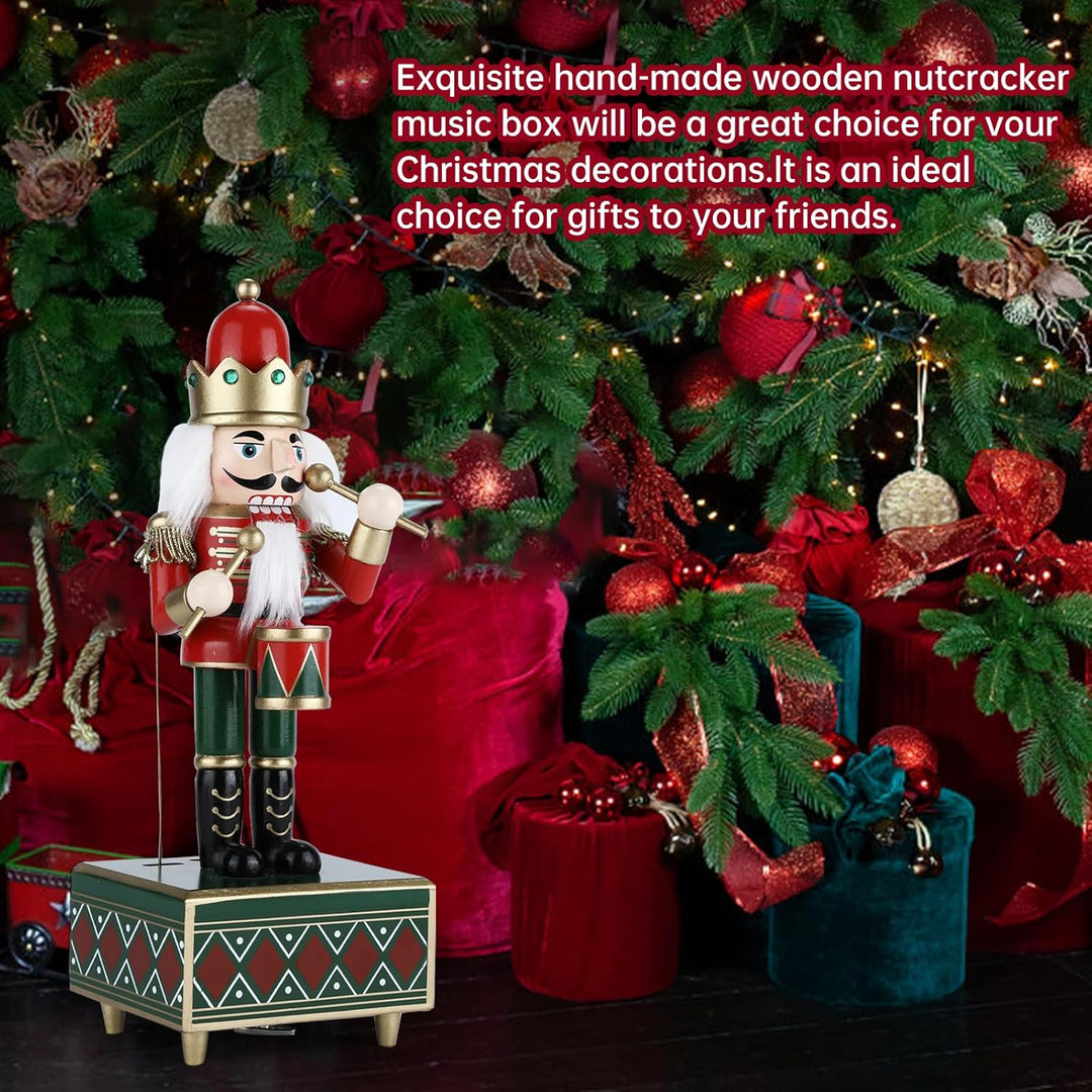 Luckits Nussknacker Spieluhr, 30CM Holz Schlagzeuger Nussknacker Figur Handgefertigter Nussknacker a