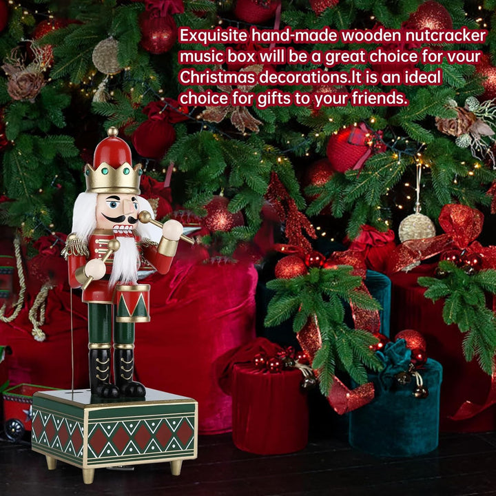 Luckits Nussknacker Spieluhr, 30CM Holz Schlagzeuger Nussknacker Figur Handgefertigter Nussknacker a