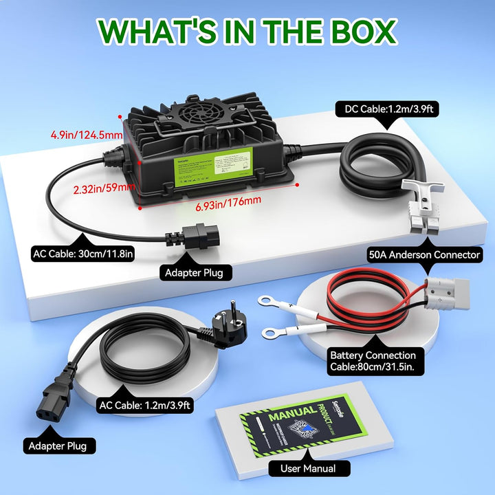 20 A LiFePO4 Batterieladegerät, 12 V/12,8 V Lithium-Batterie-Ladegerät mit Anderson-Anschluss, LED-A