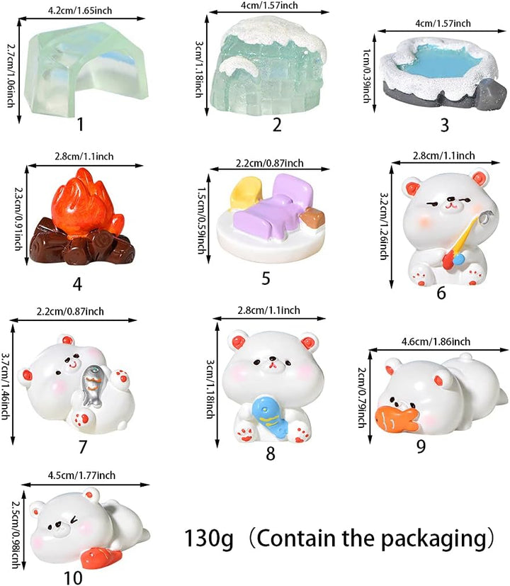 Rolin Roly 10Pcs Mini Bär Figur Miniatur Garten Figuren Micro Landschaft Tiere Feengarten Zubehör fü